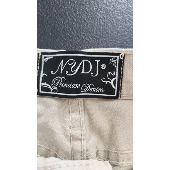 NYDJ Denim Capri Jeans Crop Cuff Buttons Stretch Tan Womens 8 Made in USA EUC - Picture 9 of 13